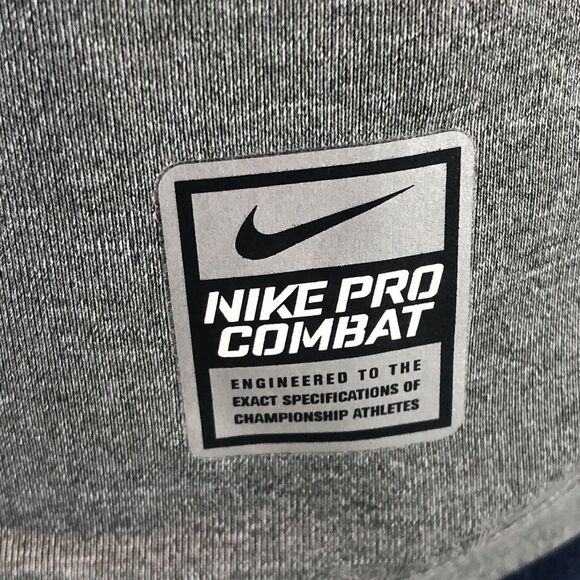 Nike Pro Combat Mens T-Shirt Medium Gray Dri Fit Short Sleeves Athletic … - Picture 7 of 9